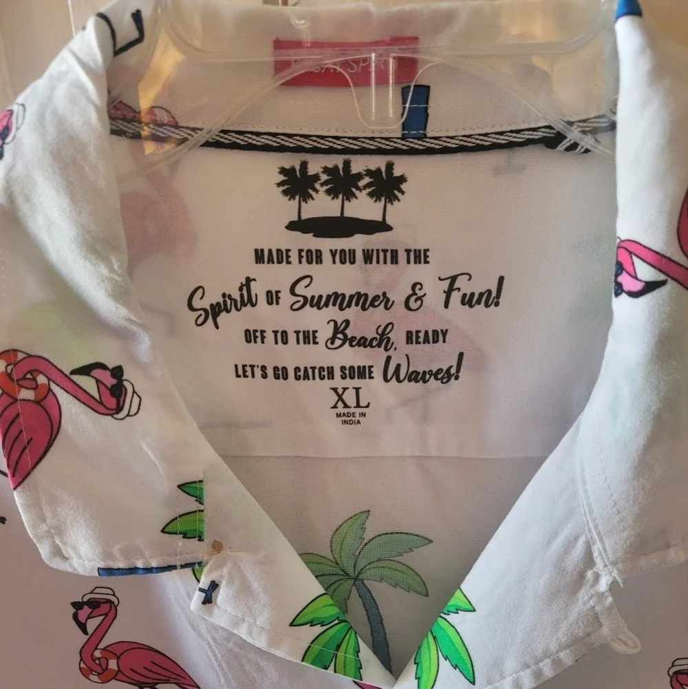 Vacay Spirit Flamingo Hawaiian Style Beach Shirt Men's Size XL New without Tags - Picture 4 of 5